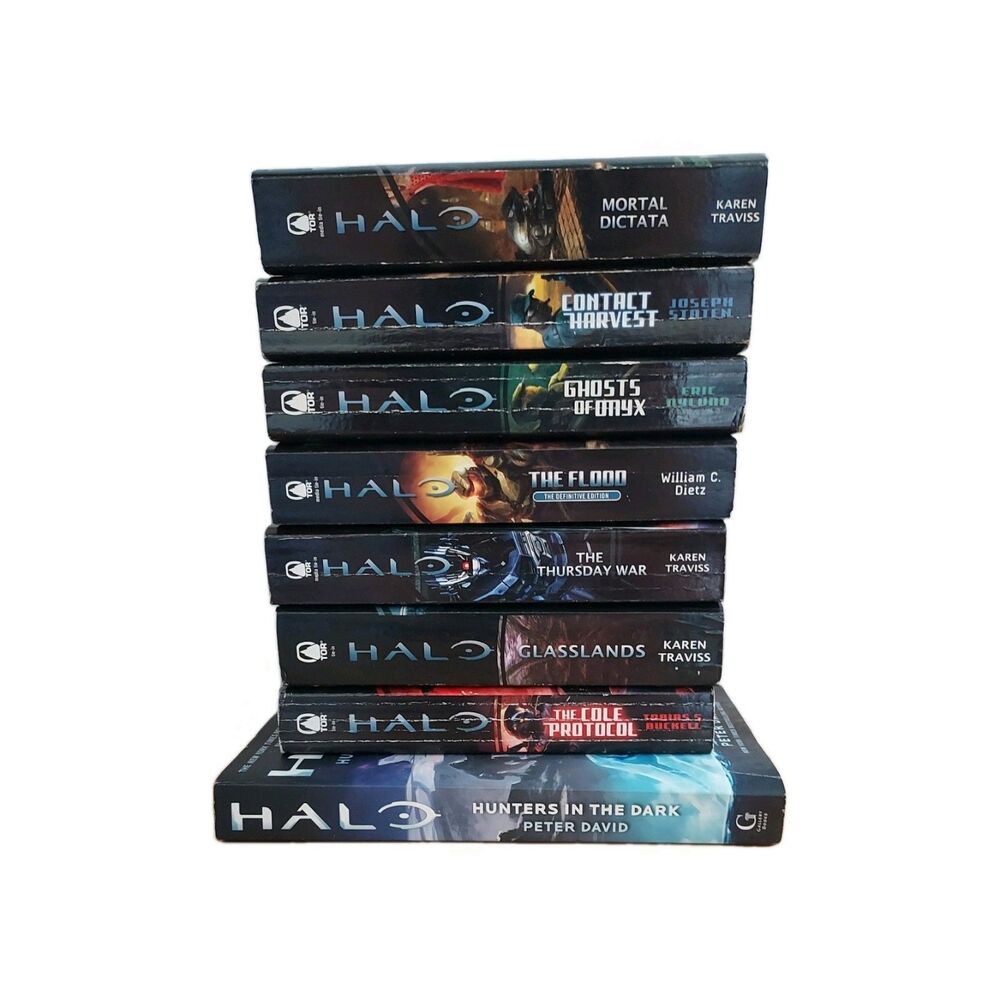 Lot of 8 Halo Paperback Books Hunters in the Dark Glasslands Flood Thursday War